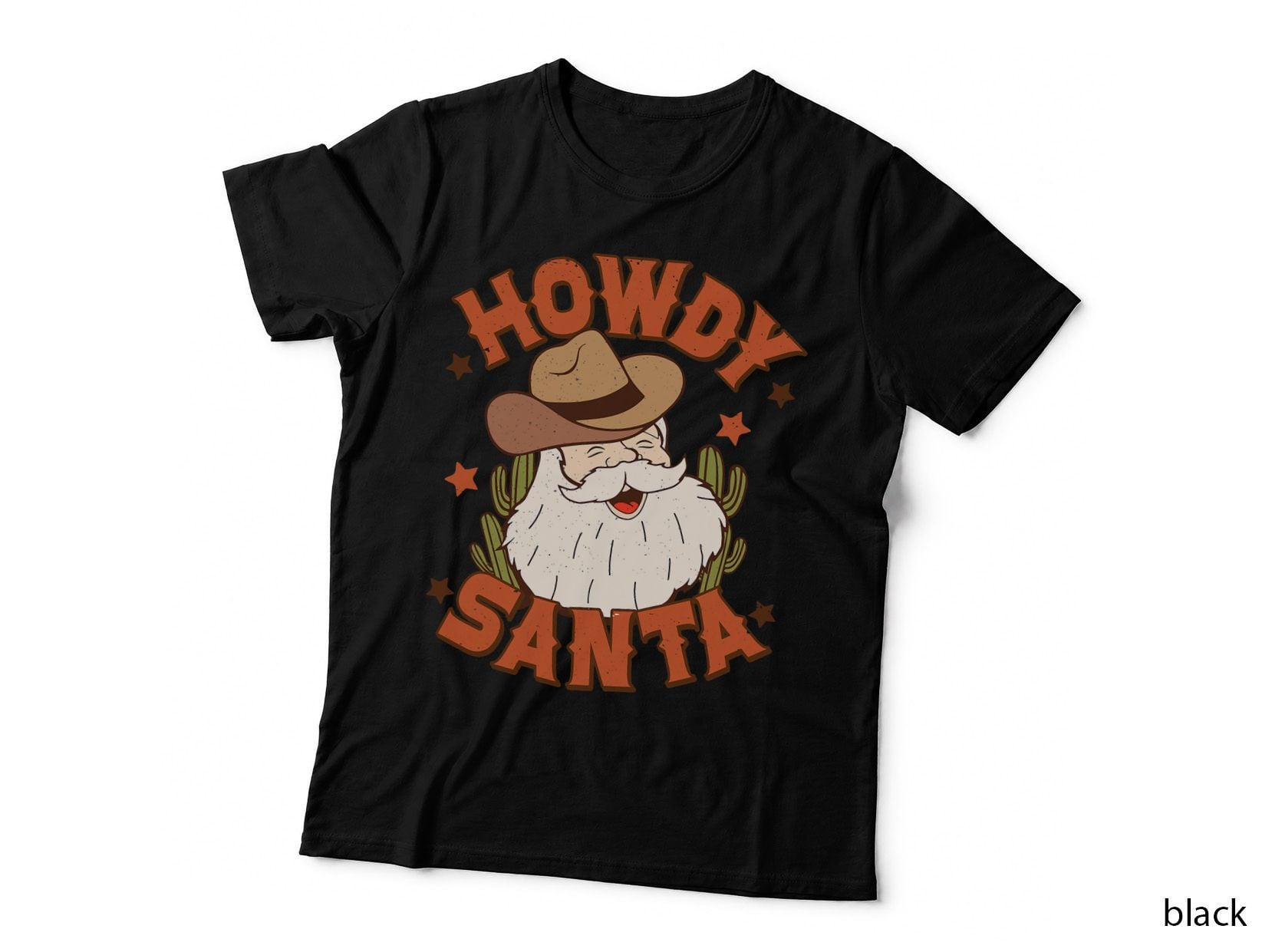 Retro Howdy Santa Christmas Rodeo Western Cowboy Cowgirl T-Shirt