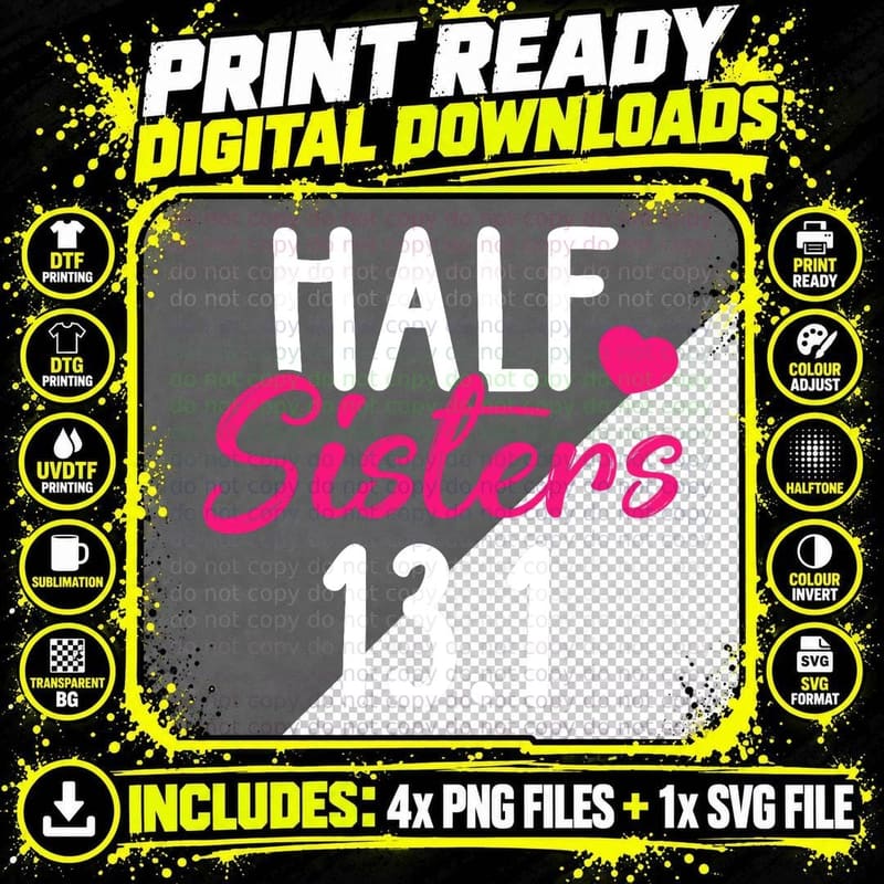 Running Shirt Half Sisters 13.1 Marathon Tees Christmas Png SVG Digital Bundle