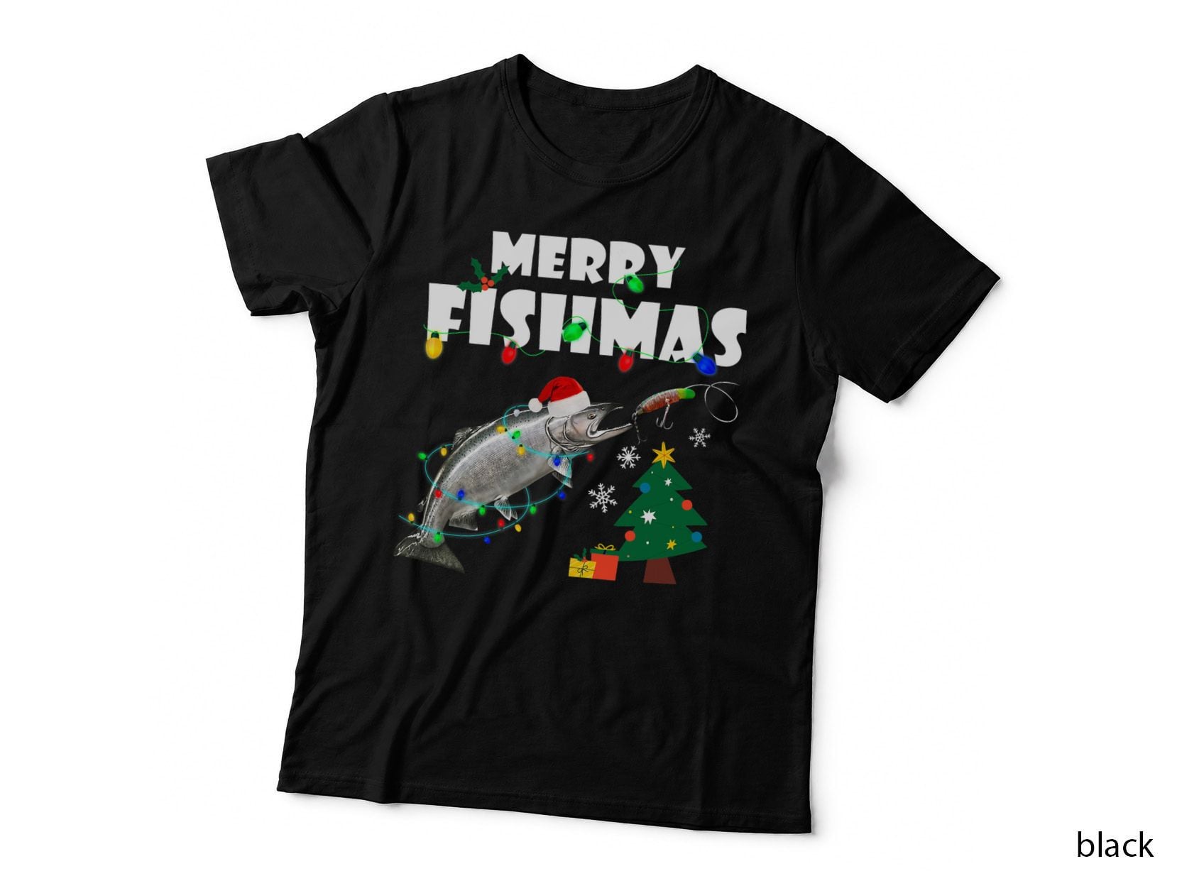 Salmon Steelhead Merry Fishmas Christmas King Trout Fishing T-Shirt