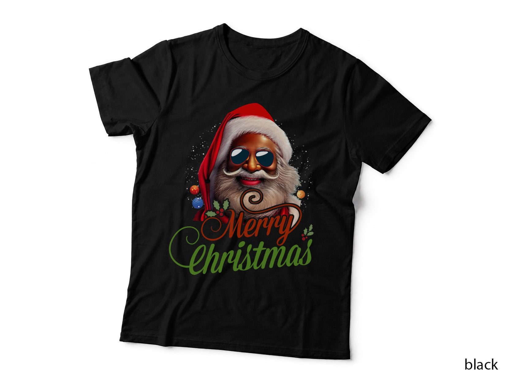 Santa Claus Black Afro-African American Merry Christmas Men T-Shirt