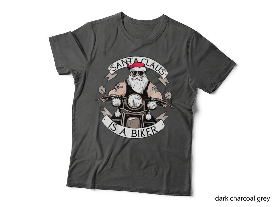 Santa Claus IS a BIKER Motorcycle Christmas Meme ON BACK T-Shirt