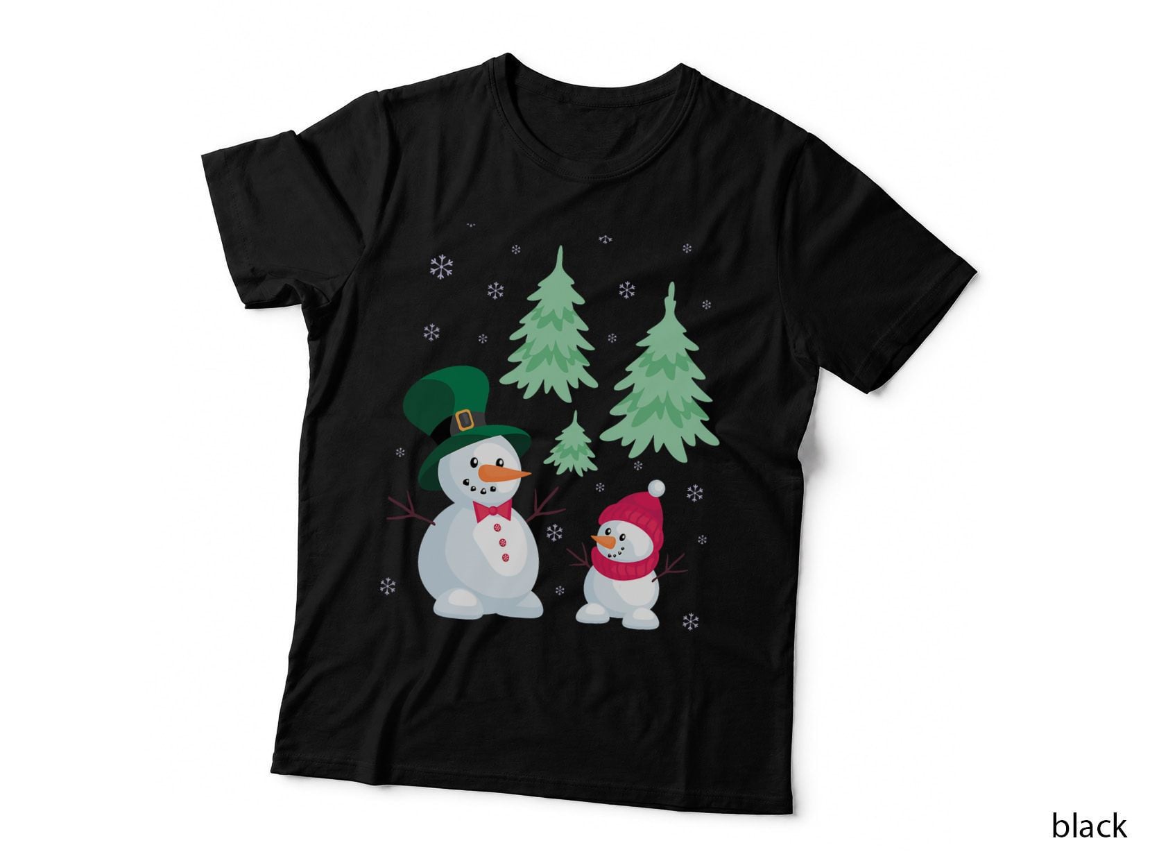 Snowman Christmas Tree Snowflakes T-Shirt