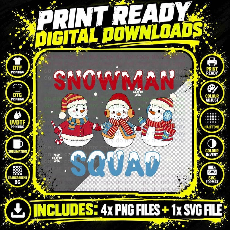 Snowman Squad Snow Christmas Xmas Happy Holiday Boy Girl Png SVG Digital Bundle