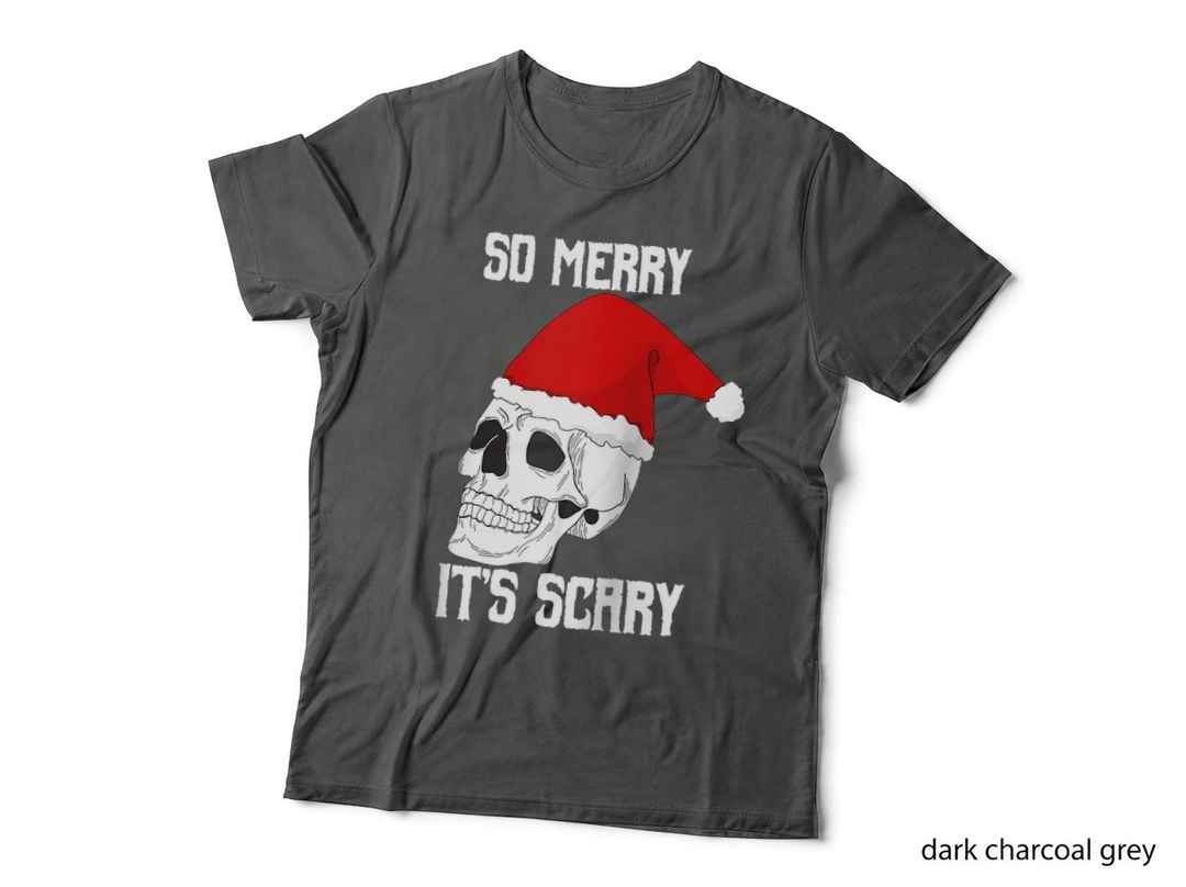 So Merry It's Scary Skull Christmas Santa Hat for Men Women T-Shirt, Gift Tee