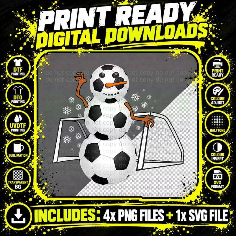 Soccer Snowman Gift Idea for Soccer Player and Png SVG Digital Bundle