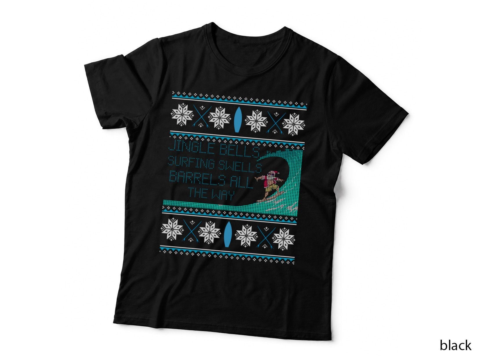 Surf Surfing Surfer Ugly Christmas Sweater Style T-Shirt