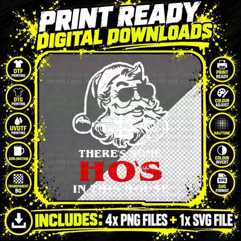 There's Some Hos in This House Retro Santa Claus Png SVG Digital Bundle