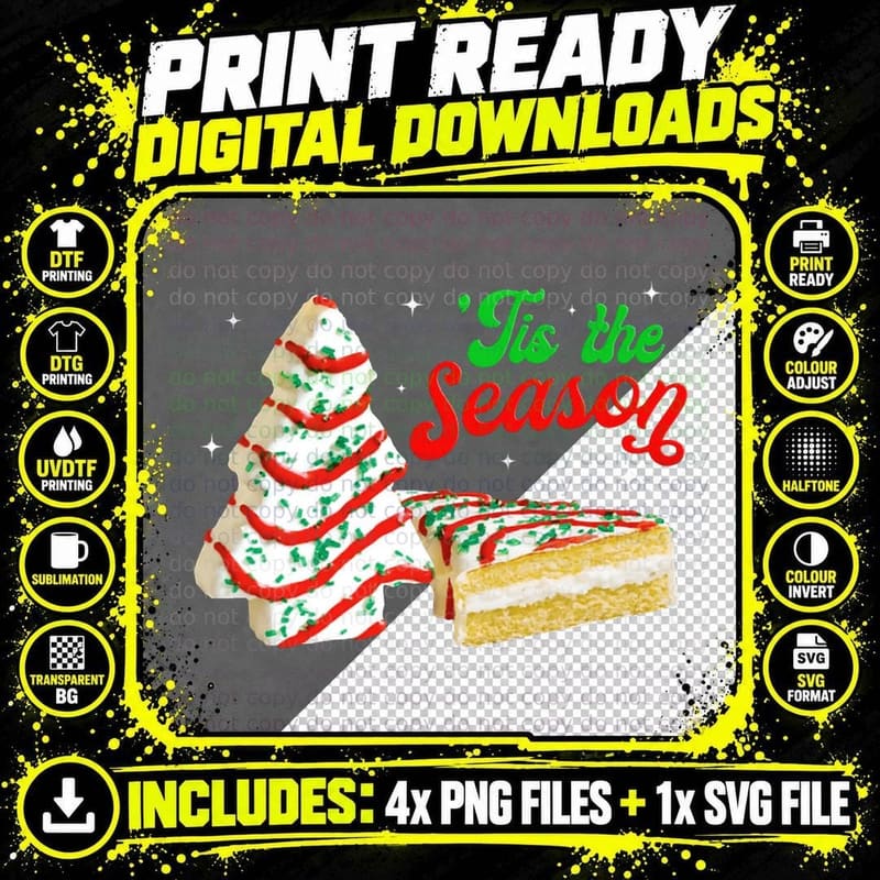 Tis the Season Christmas Cakes Crewneck Sweatshirt Png SVG Digital Bundle