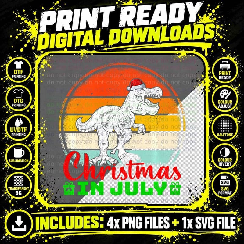 Xmas Dinosaur Lover Vintage Retro Dinosaur Christmas in Png SVG Digital Bundle