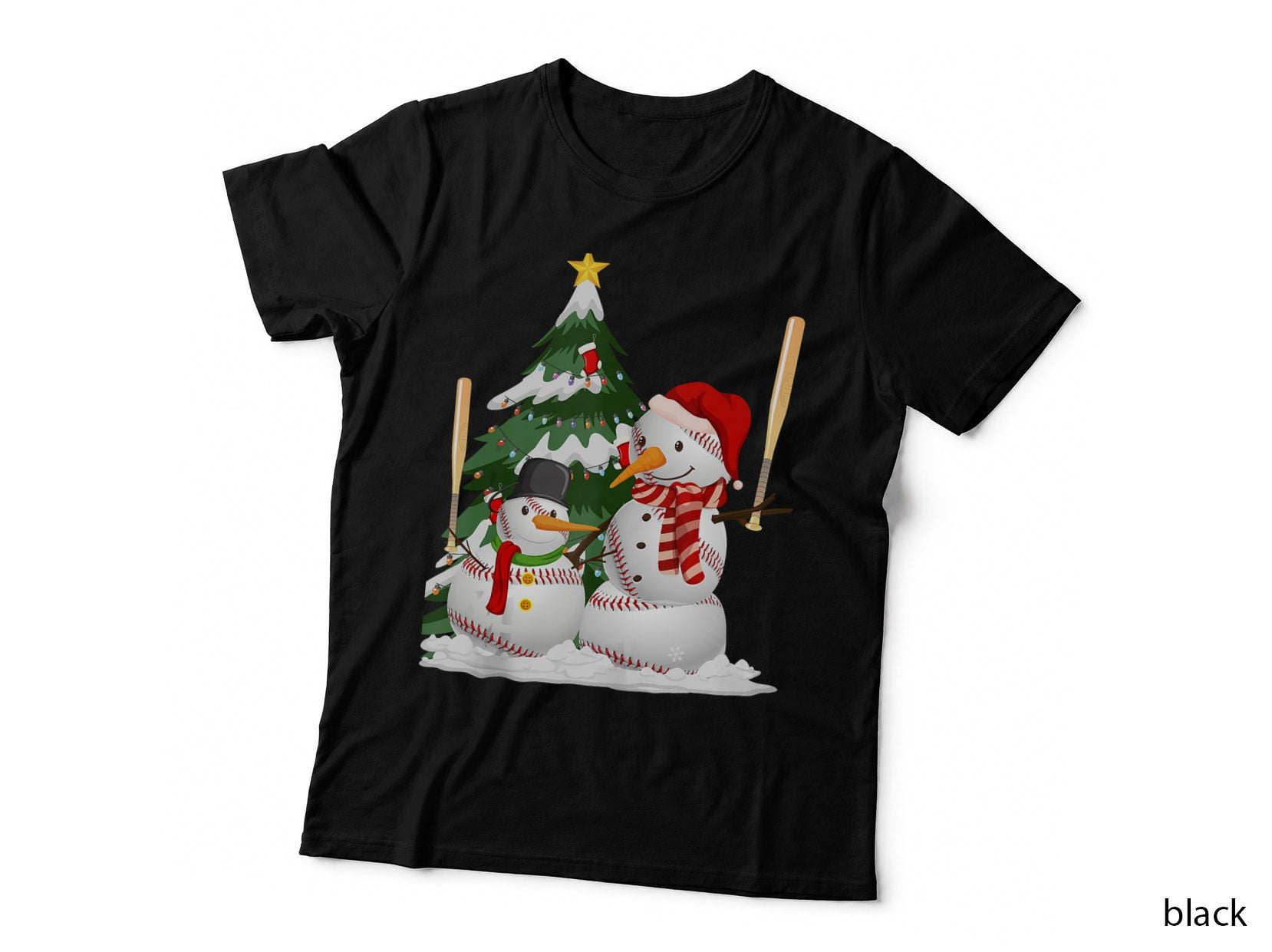 Young and Adult Baseball Snowman Balls Snow Man Woman Boys T-Shirt, Gift Tee