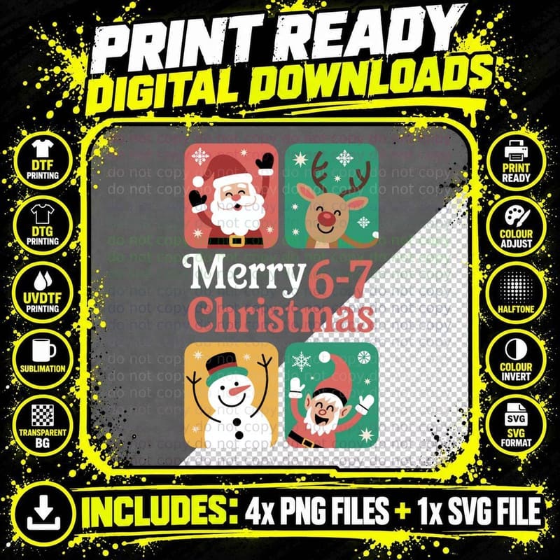 6 7 Six Seven Meme Christmas Women Men Kids Gift T-Shirt Png SVG Digital Bundle