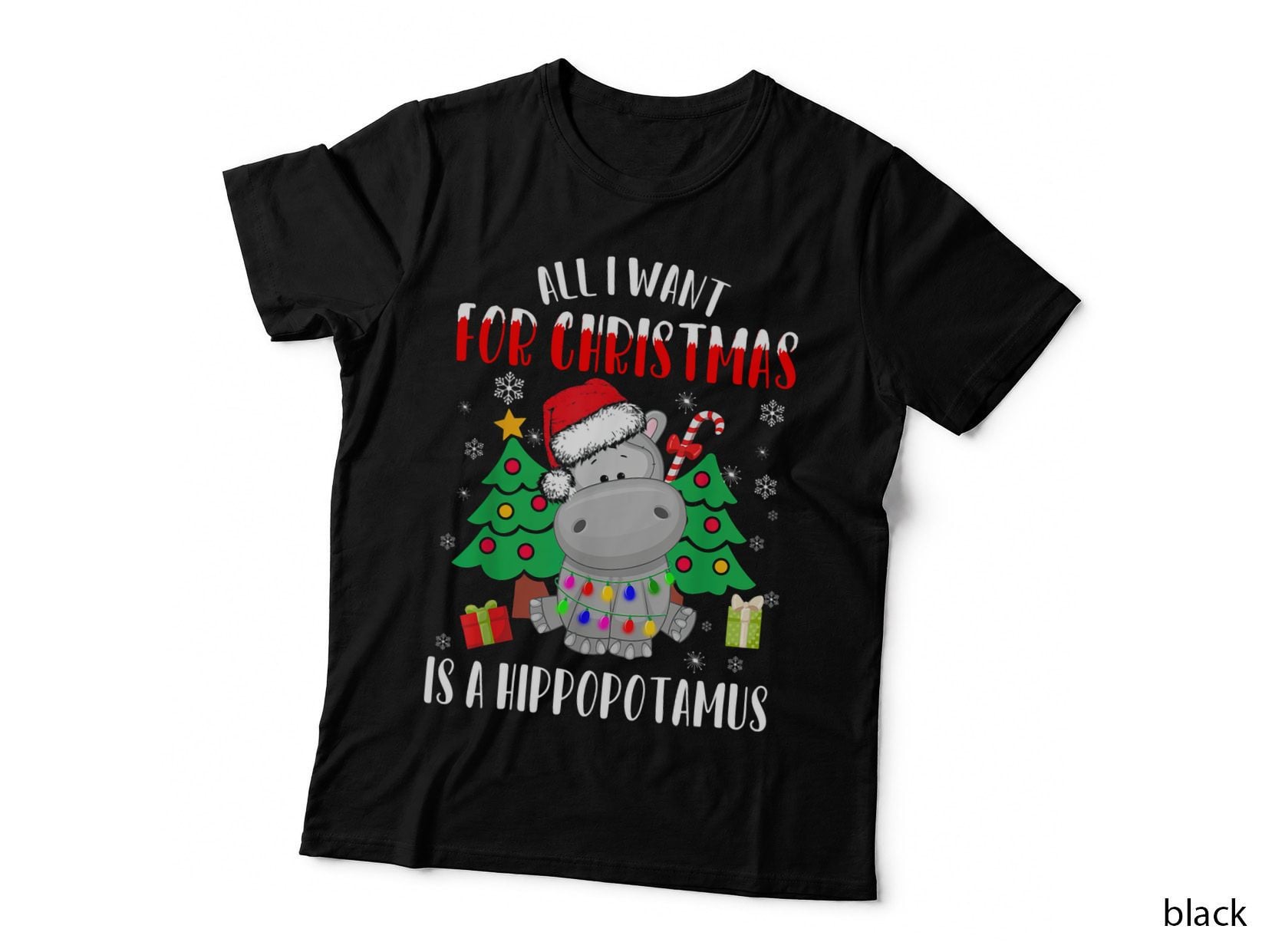 All I Want for Christmas Is a Hippopotamus Buffalo Plaid Pullover Hoodie T-Shirt
