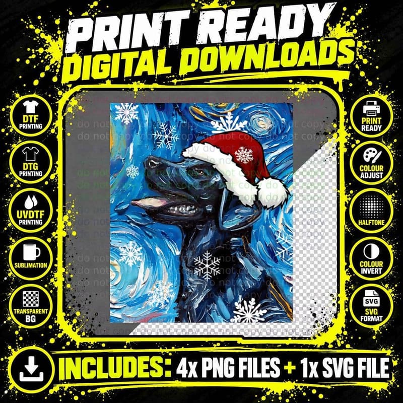 Black Labrador Santa T-Shirt Png SVG Digital Bundle