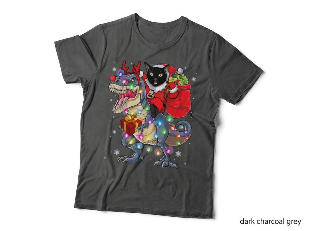 Cat Riding a Dinosaur T Rex Christmas Gifts Classic T-Shirt