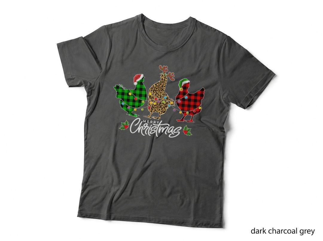 Chicken Merry Christmas Red Green Plaid Leopard Pajama Sweatshirt T-Shirt