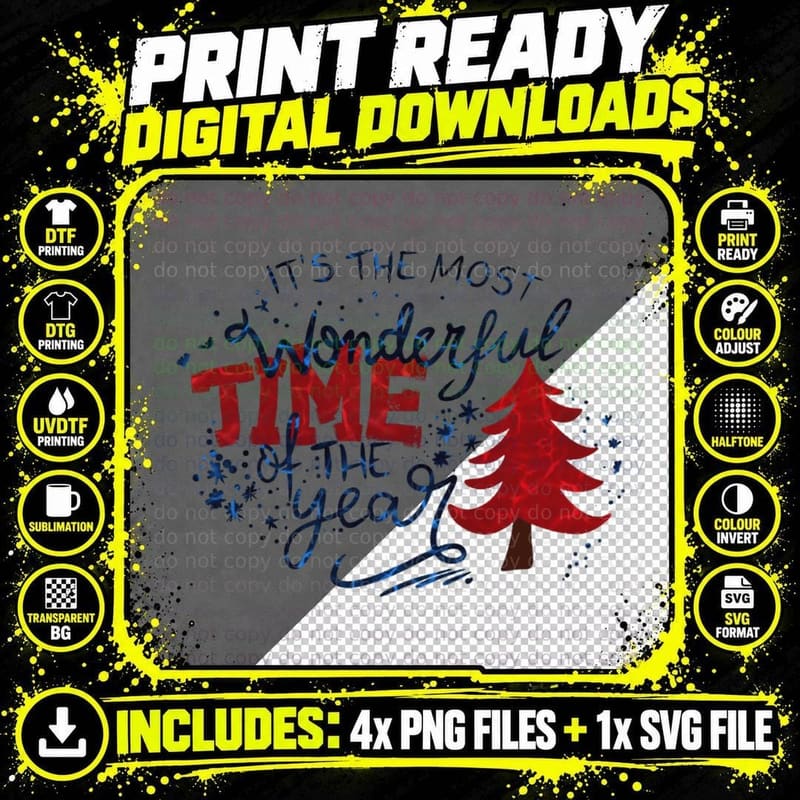 Christmas - the Most Wonderful Time! T-Shirt Png SVG Digital Bundle