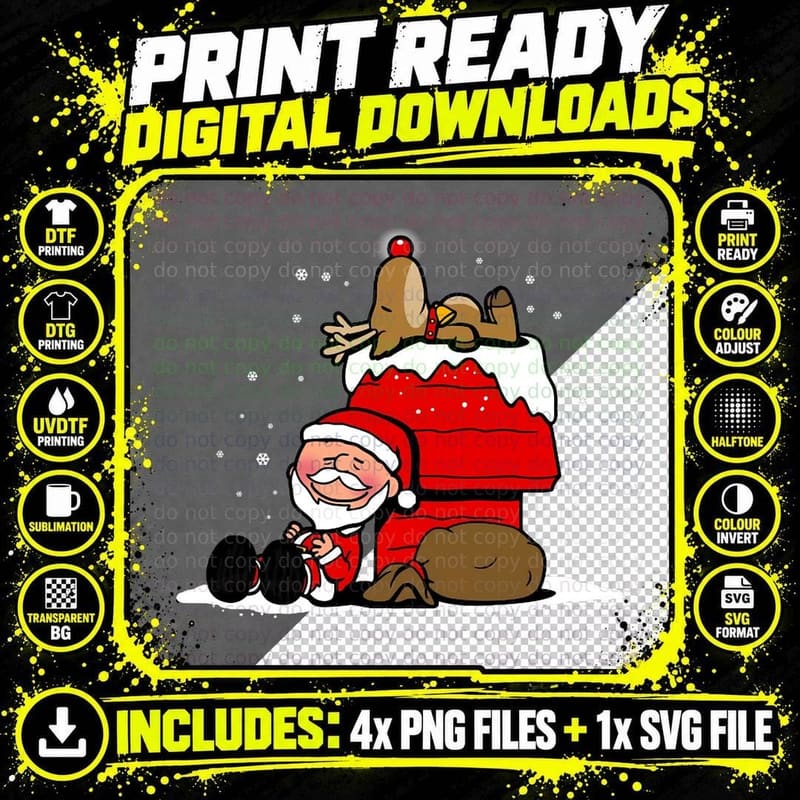 Christmas Cute Santa Claus and Rudolph Winter Snow Png SVG Digital Bundle