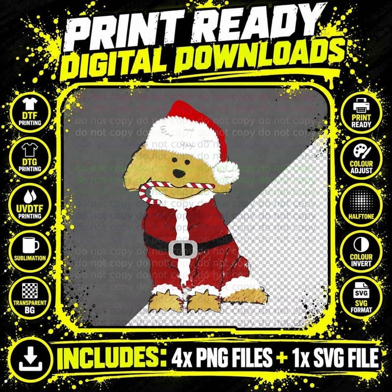 Christmas Goldendoodle Santa Claus T-Shirt Png SVG Digital Bundle