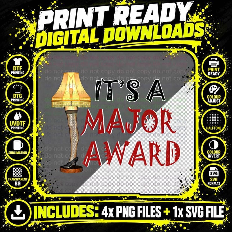 Christmas Leg Lamp Its a Major Award Xmas S Men Women Png SVG Digital Bundle