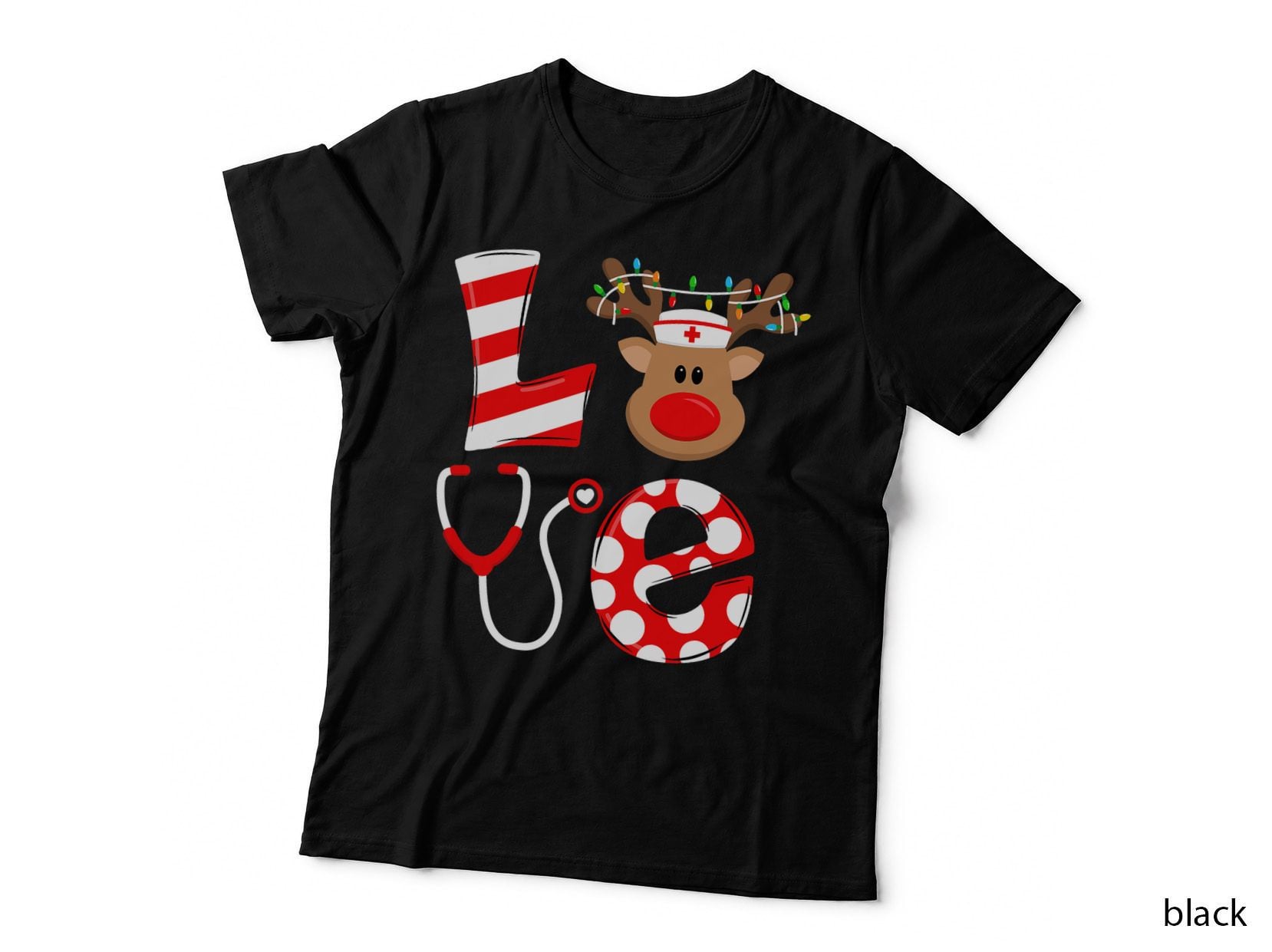 Christmas Nurse Love NICU RN ER Santa Reindeer Nurse Hat Elf Copy T-Shirt