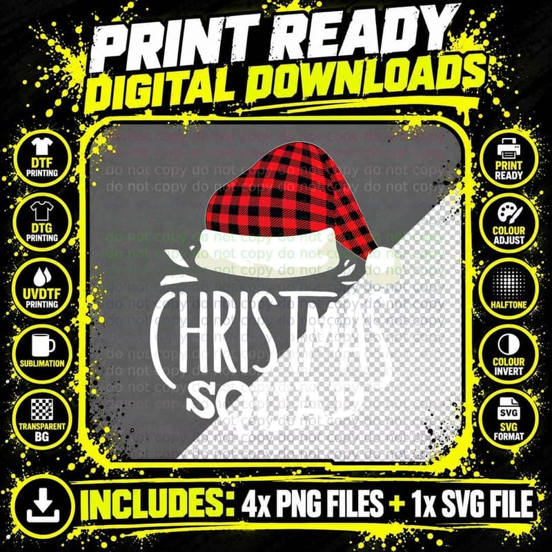 Christmas Squad Family Group Matching Christmas Pajama Png SVG Digital Bundle