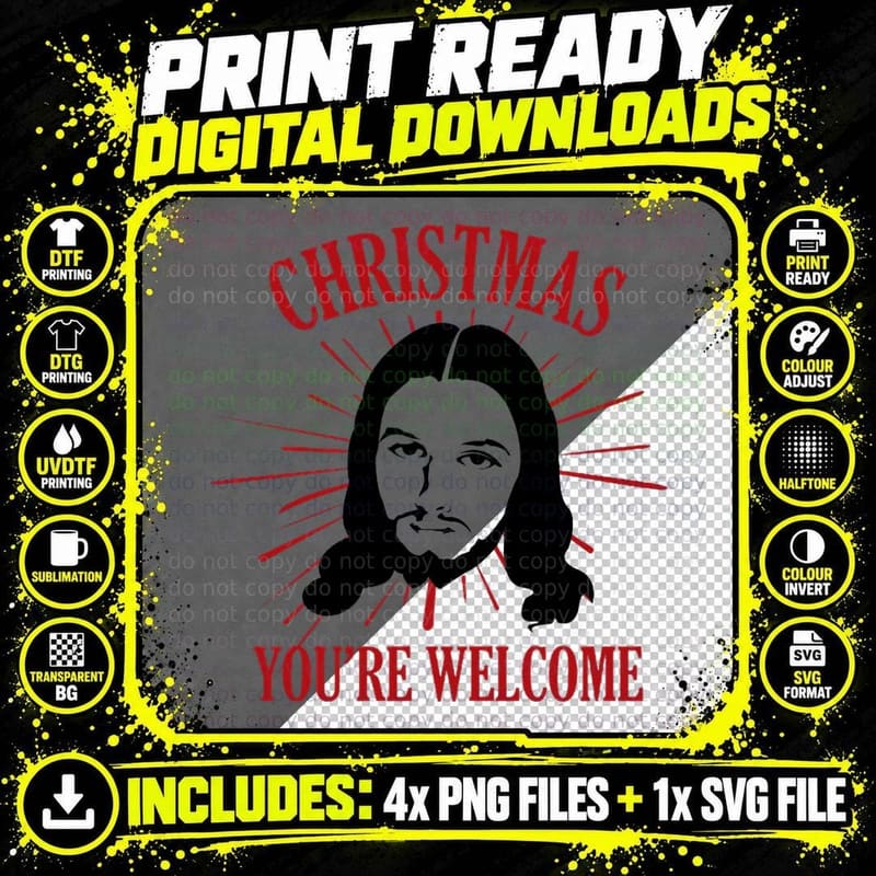 Christmas You're Welcome T-Shirt Png SVG Digital Bundle