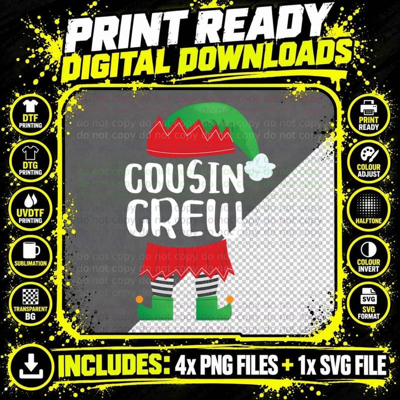 Cousin Crew - Elf T-Shirt Png SVG Digital Bundle
