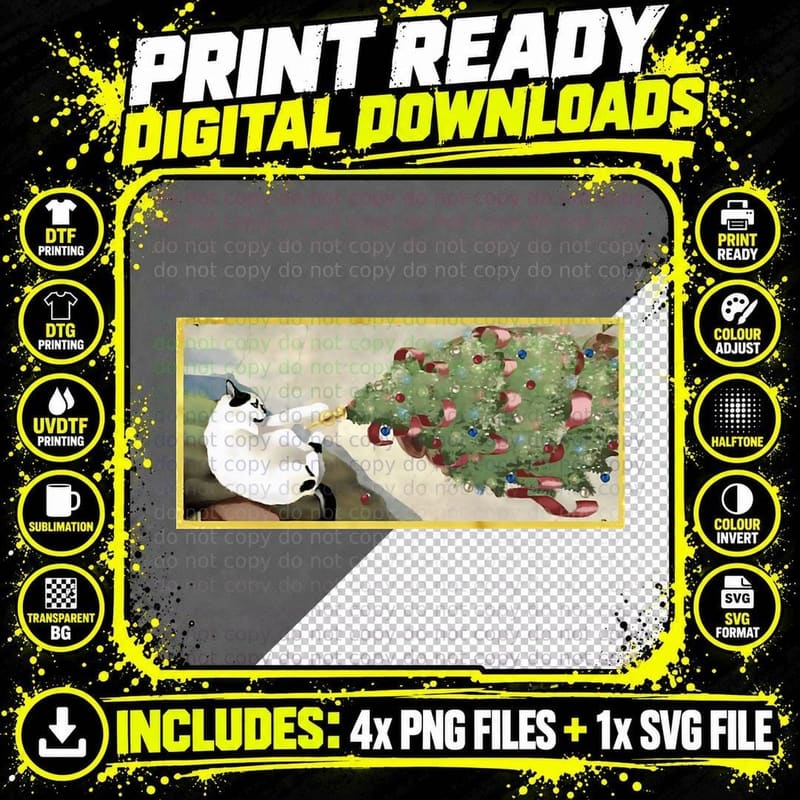 Creation of Cat Christmas T-Shirt Png SVG Digital Bundle