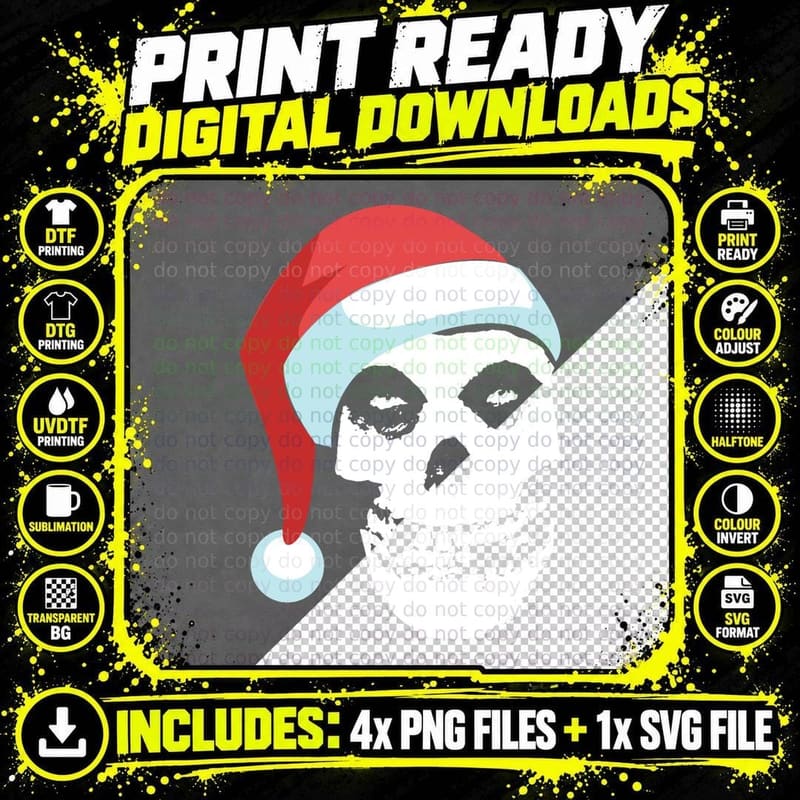 Crimson Ghost - Misfits Christmas - Music - Punk Rock Png SVG Digital Bundle