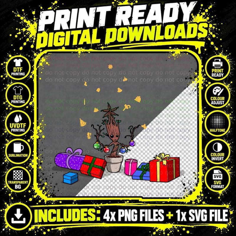Cute Guardian Superhero Christmas Tree T-Shirt Png SVG Digital Bundle