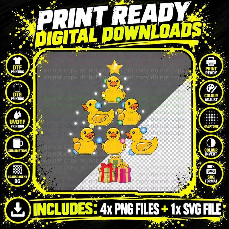 Duck Christmas Tree Duckie and Quack Christmas Classic Png SVG Digital Bundle