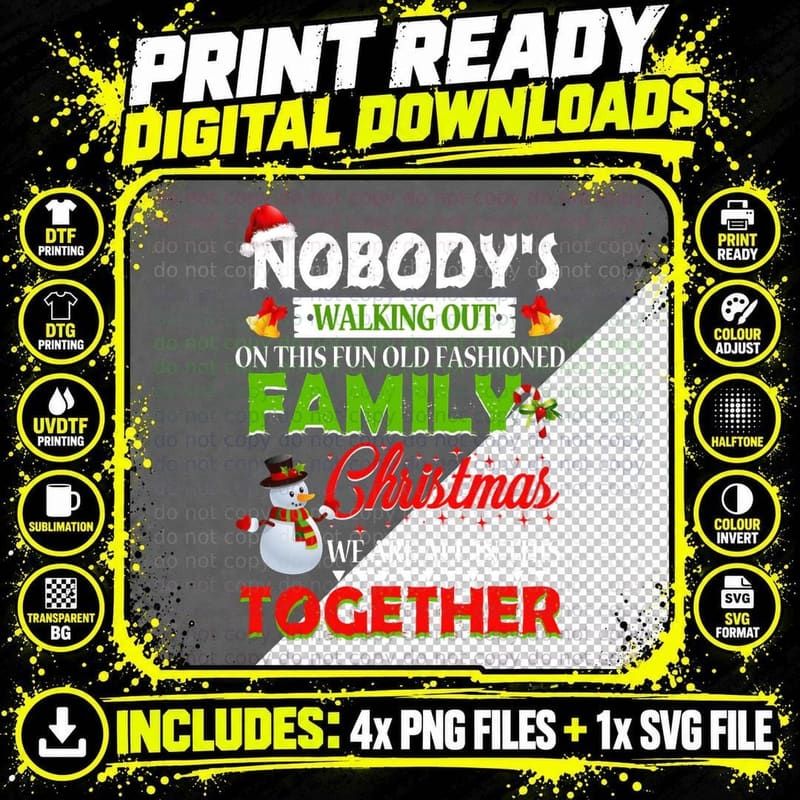 Family Christmas We're All in This Together T-Shirt Png SVG Digital Bundle