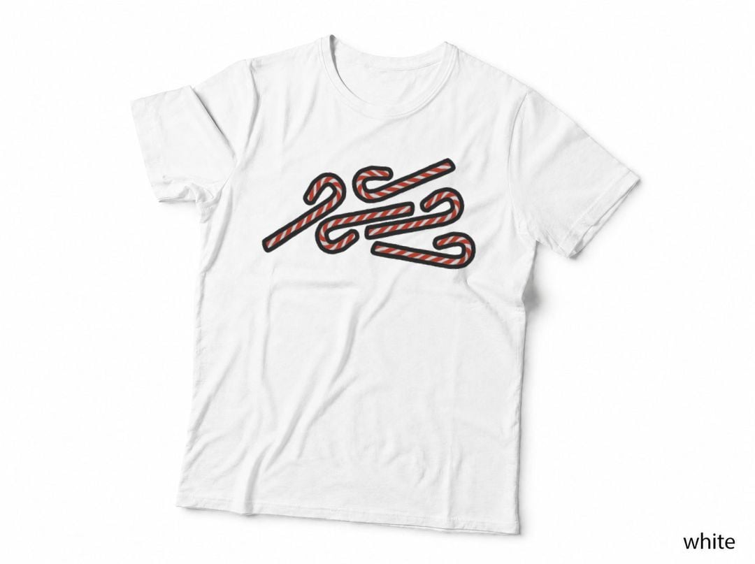 Five Christmas Candy Canes Crewneck Sweatshirt, Festive Wear T-Shirt