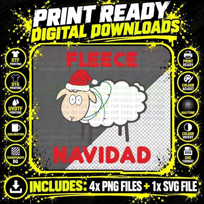 Fleece Navidad - Christmas Shirt Crewneck Sweatshirt Png SVG Digital Bundle