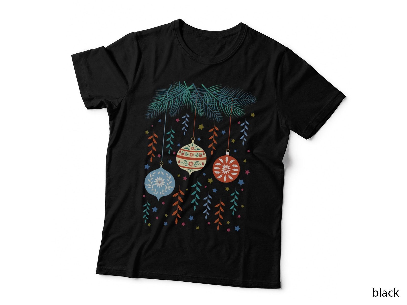 Folk Art Christmas Ornaments Crewneck Sweatshirt, Holiday Gift T-Shirt