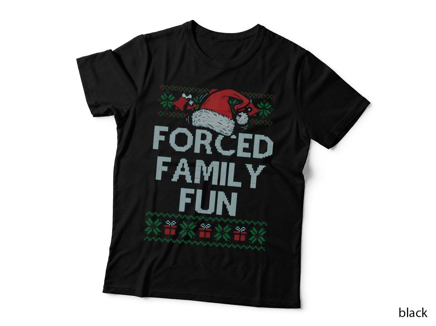 Forced Family Fun Sarcastic Adult Funny Christmas T-Shirt