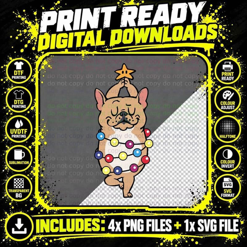 French Bulldog Merry Christmas Crewneck Sweatshirt Png SVG Digital Bundle