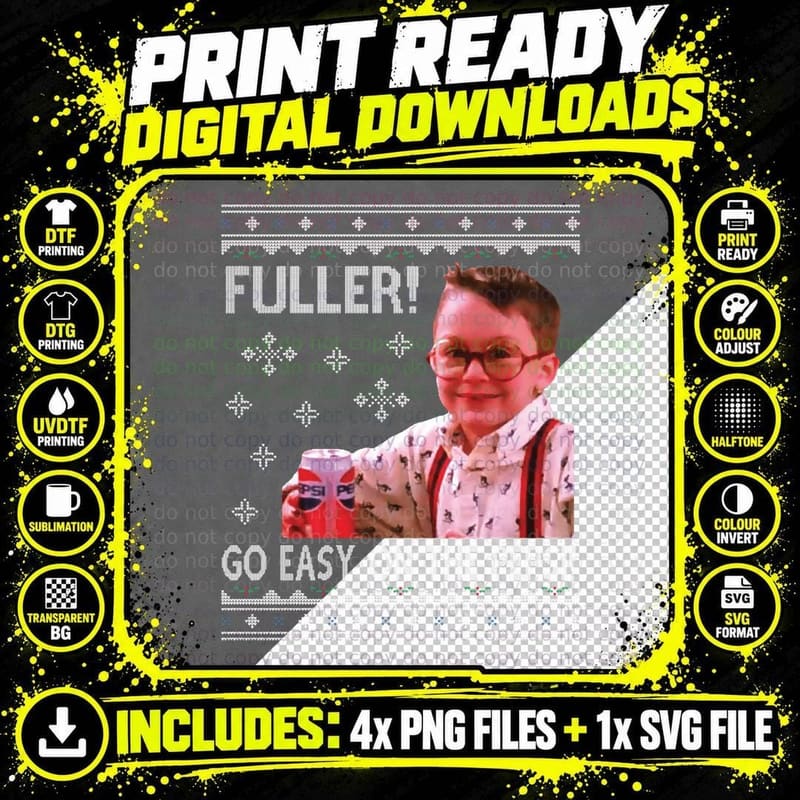 Fuller Go Easy Home Alone Christmas Knit Crewneck Png SVG Digital Bundle