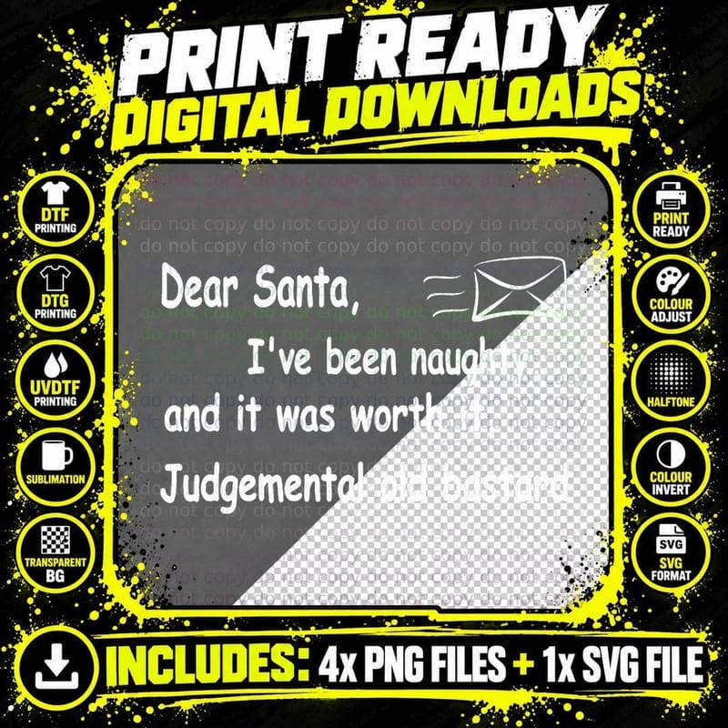 Funny Christmas Letter to Santa Crewneck Sweatshirt Png SVG Digital Bundle