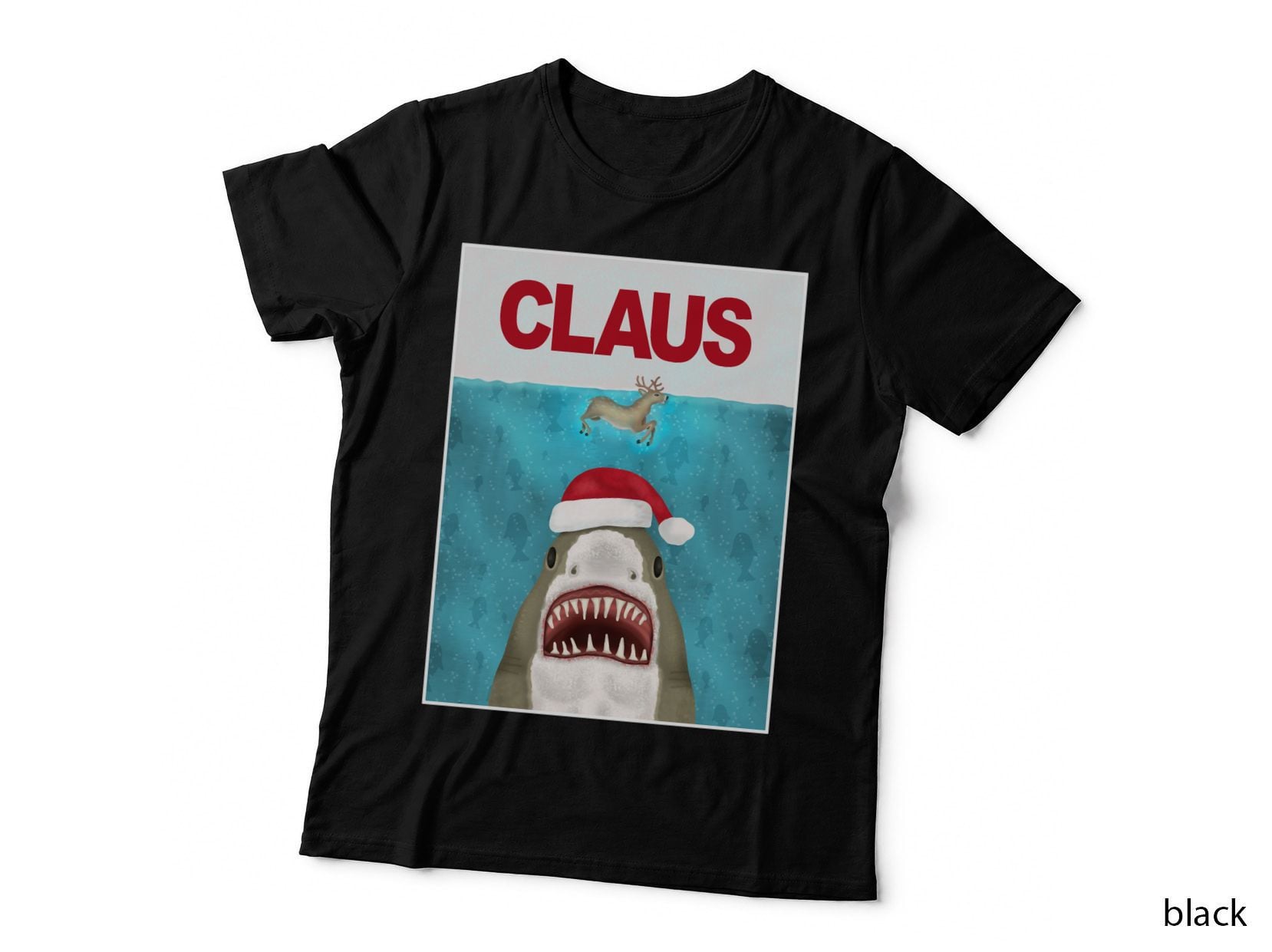 Funny Christmas Santa Claus Shark Reindeer Humor Classic T-Shirt