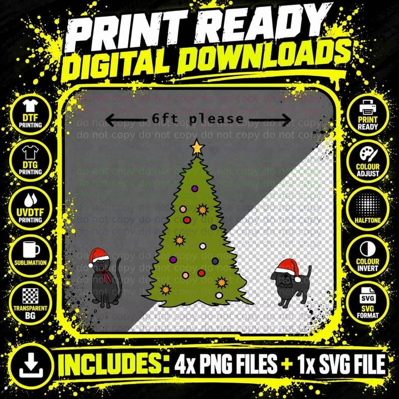 Funny Quarantine Quotes Christmas Tree Cat Dog Social Png SVG Digital Bundle