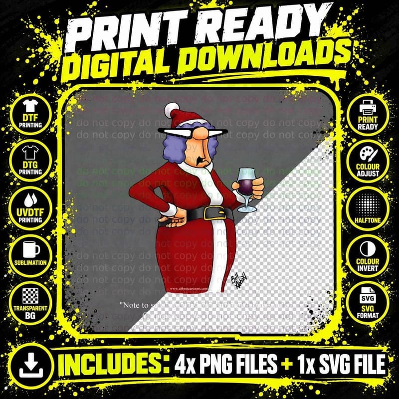 Funny Spectickles Christmas Wine Cartoon Crewneck Png SVG Digital Bundle