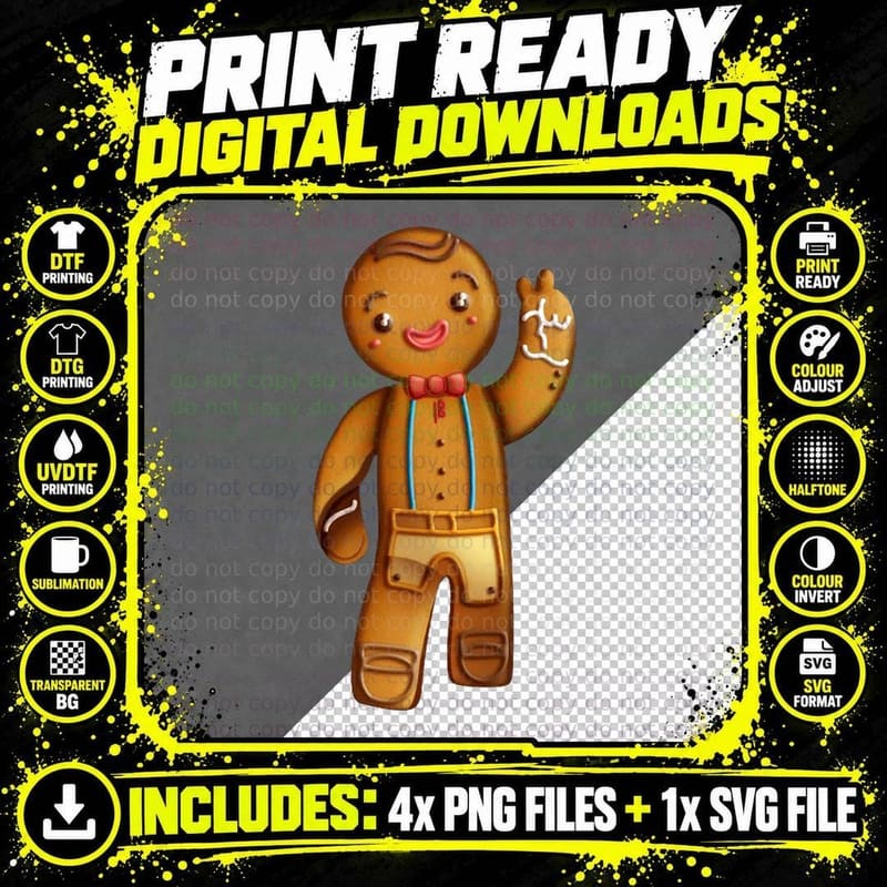 Gingerbread Boy 2 Crewneck Sweatshirt, Childrens Wear Png SVG Digital Bundle
