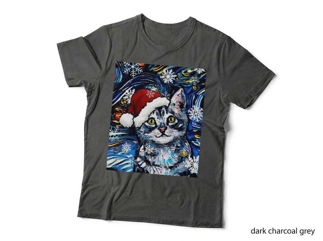 Gray Tabby Kitten Santa Crewneck Sweatshirt, Christmas Gift T-Shirt