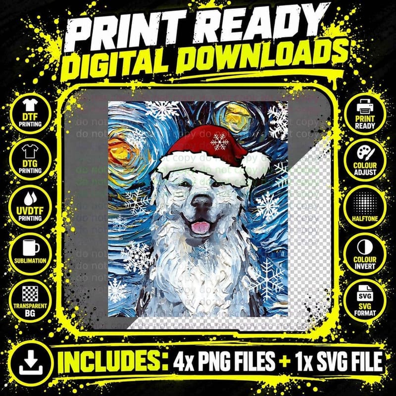 Great Pyrenees Santa T-Shirt Png SVG Digital Bundle