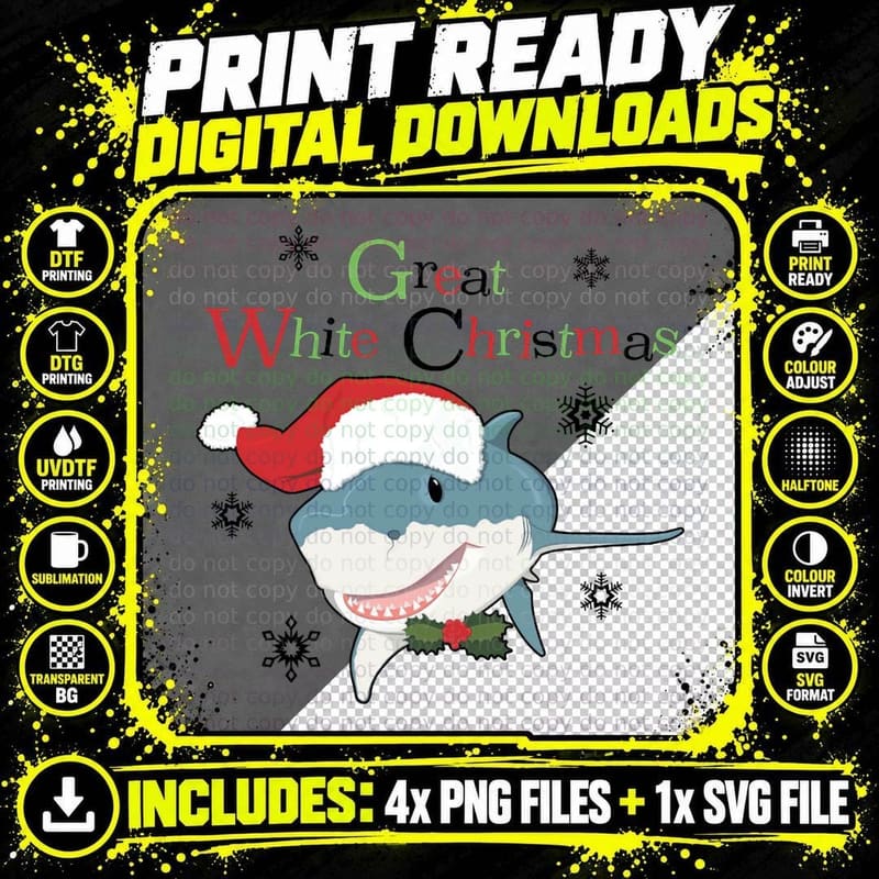 Great White Christmas Crewneck Sweatshirt Png SVG Digital Bundle