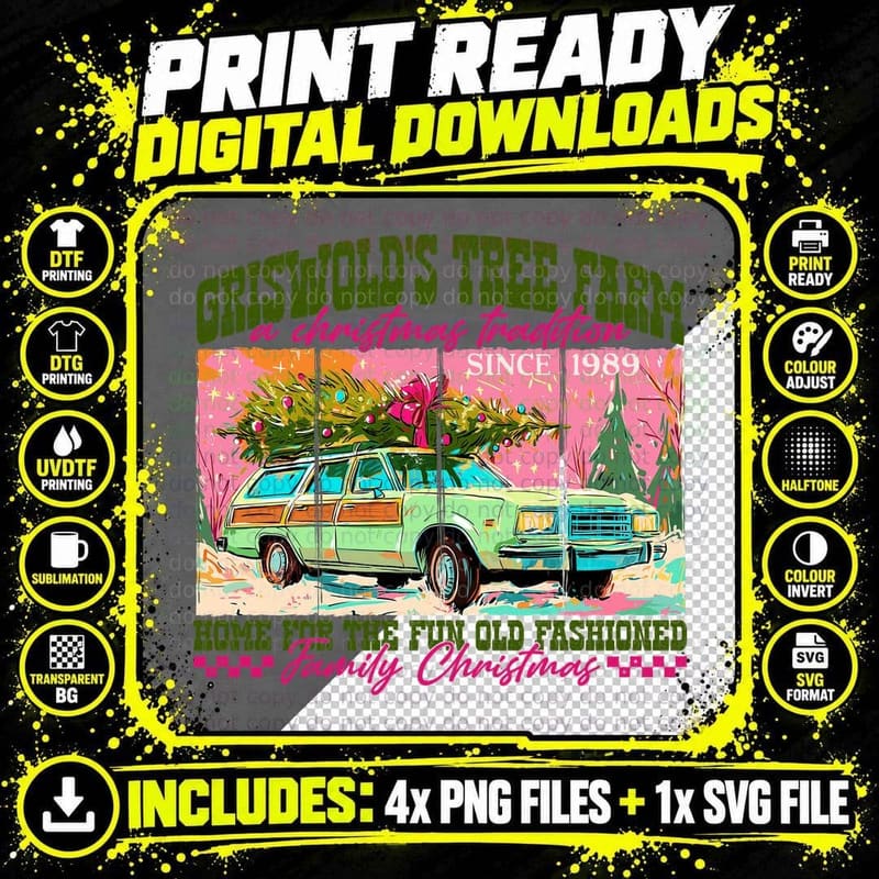 Griswold's Tree Farm Old Fashioned Family Christmas Png SVG Digital Bundle