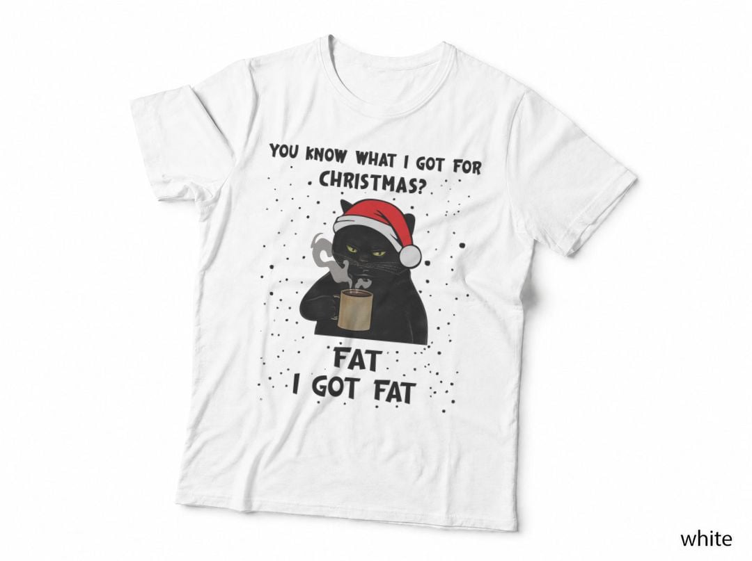 Grumpy Black Cat Christmas Coffee Mug I Got Fat Funny Holiday T-Shirt