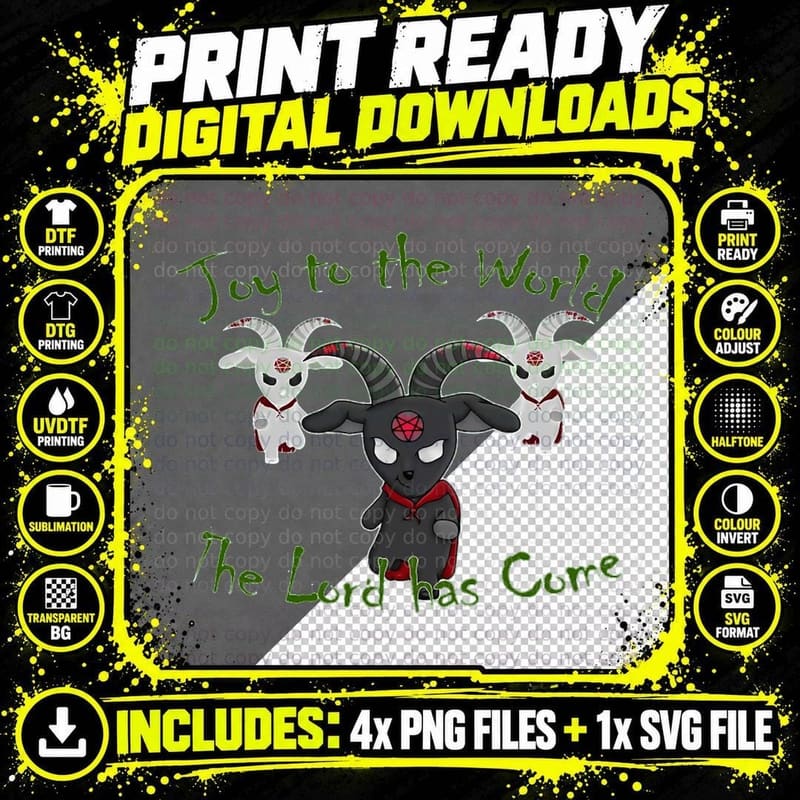 Hail Satan Christmas Goat Crewneck Sweatshirt Png SVG Digital Bundle