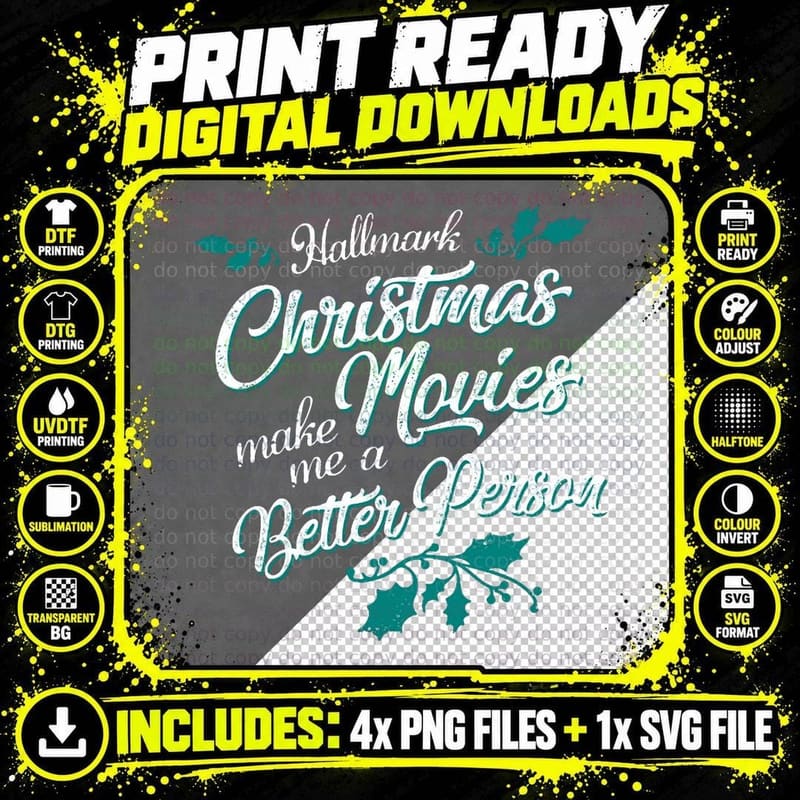 Hallmark Christmas Movies Crewneck Sweatshirt Png SVG Digital Bundle